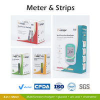 Monitor de salud multifuncional 3 en 1 (colesterol, glucosa y ácido úrico)