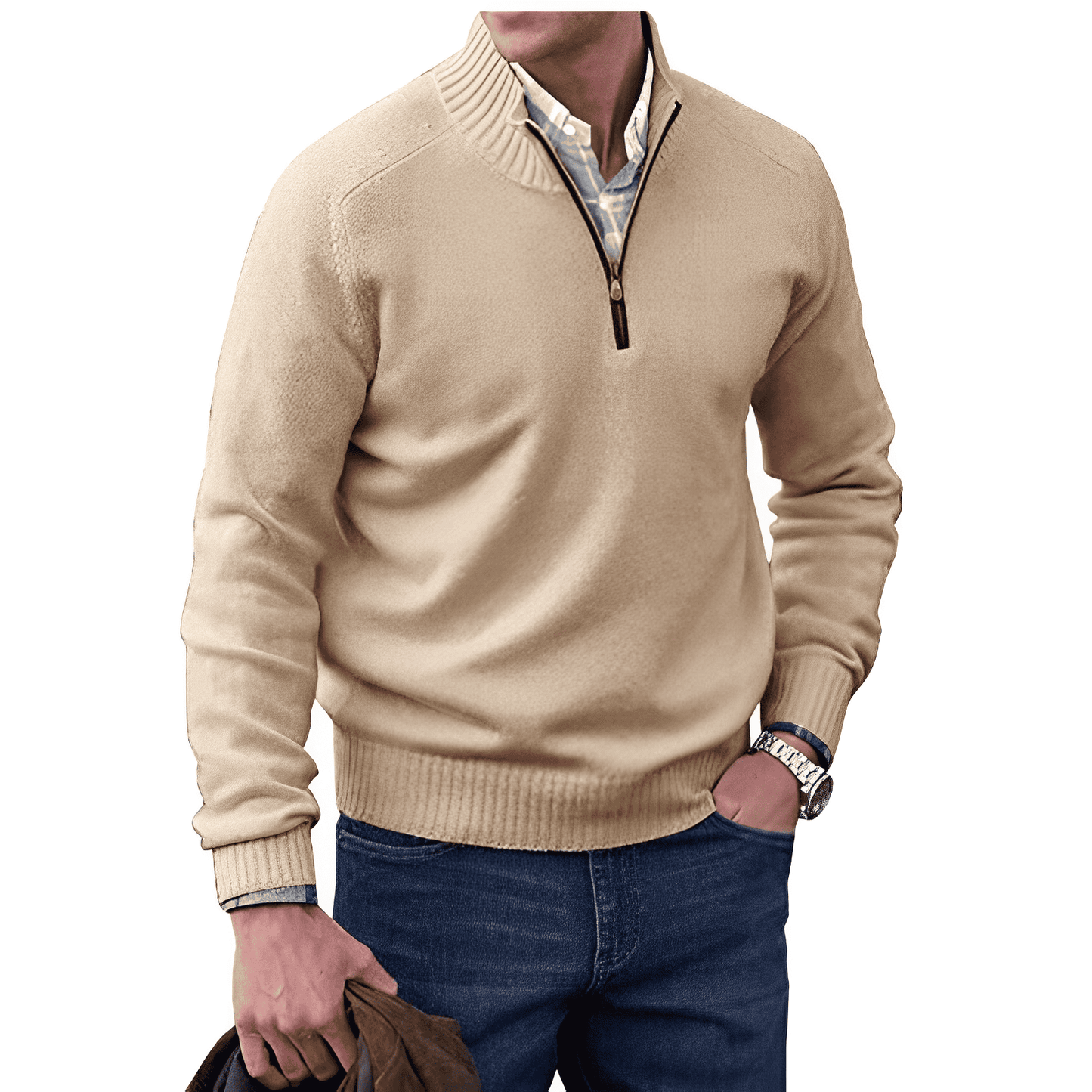 Benoit Elegant Cashmere Sweater with Autumn Zipper