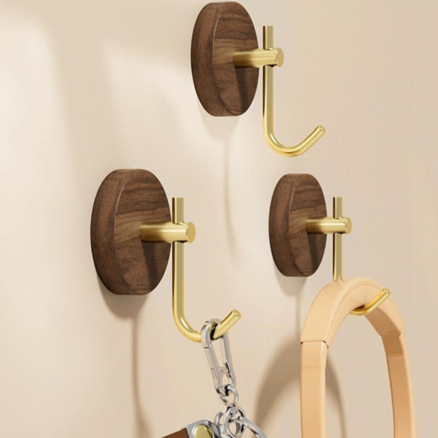 Chic Round Self-Adhesive Timber Wall Hook Piece