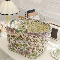 Cesta de almacenamiento de lona con delicado diseño floral