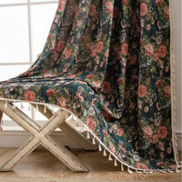 Rideau tapisserie florale vintage française