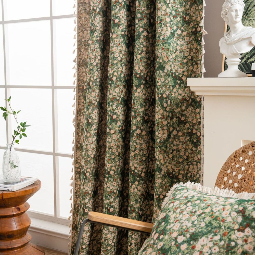 French Vintage Floral Tapestry Curtain