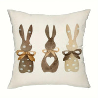 Housse de coussin en chanvre avec trois lapins