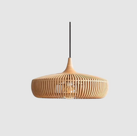 Lámpara colgante de techo Hinori Japandi de madera maciza con brillo