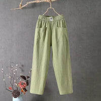 KLARA - Pantalones Casual de Algodón y Lino con Cintura Elástica, Perfectos para Otoño