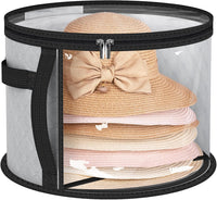 Estuche grande transparente para guardar sombreros – Organizador para sombreros de ala ancha con asas
