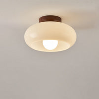 Lámpara de techo LED Bauhaus crema con pantalla de vidrio para sala y dormitorio - Diseño moderno, luz suave