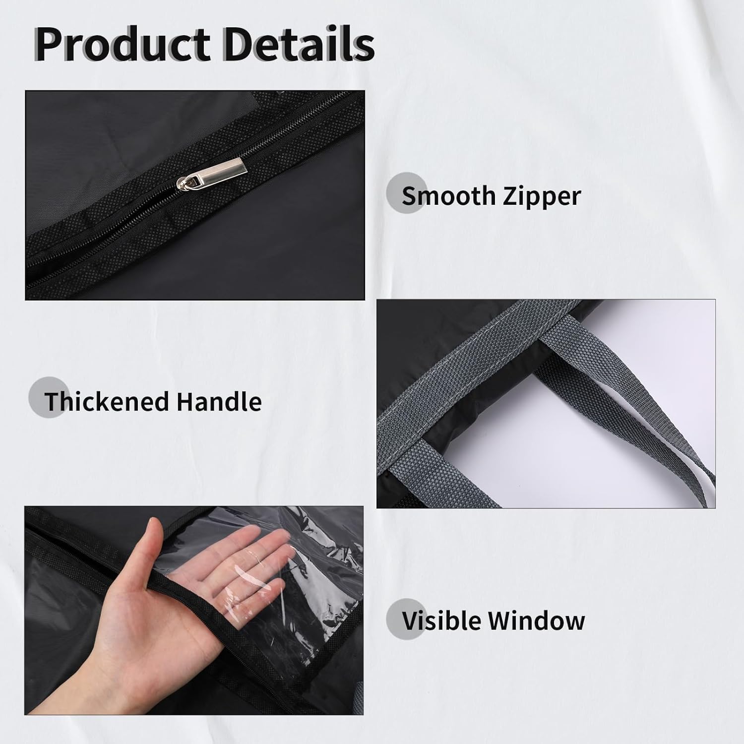 Long Garment Storage Cover – 70.87" (180.00 cm) Dress Bag with Zipper & Window (2-Pack)