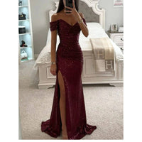 Vestido largo sin tirantes para mujer con abertura lateral
