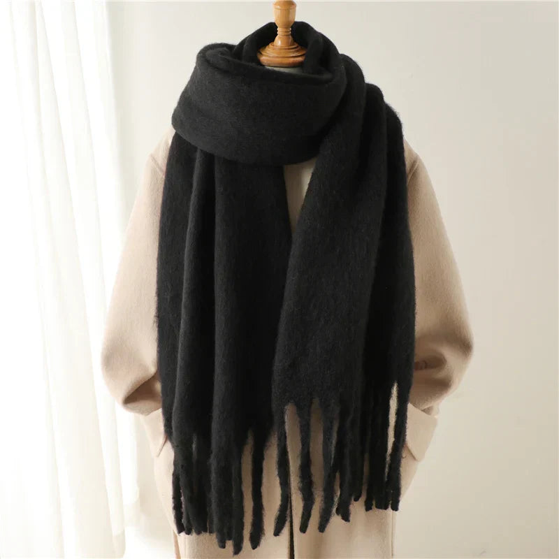 Luxury Ladies' Cashmere Scarf with Large Tassels for Style and Comfort in Winter