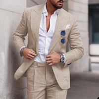 Traje de lino de 2 piezas para hombre para boda - cruzado simple
