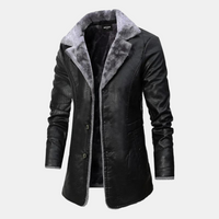 Abrigo de cuero de invierno para hombre elegante