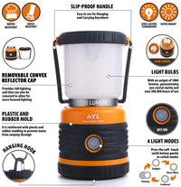 Olvoria | AYL LED kempingová lampa 1800Lm, nabíjateľná, 4 režimy svetla, vodotesná, 4400mAh power banka -