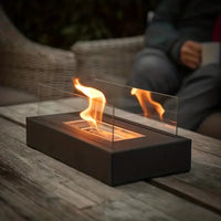 Olvoria | Chimenea de mesa de bioetanol – Con vidrio protector, para interior y exterior