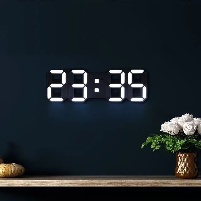 Olvoria | Digital 3D LED Wall Clock – Modern Design with Dimming Function and Optimal Visibility