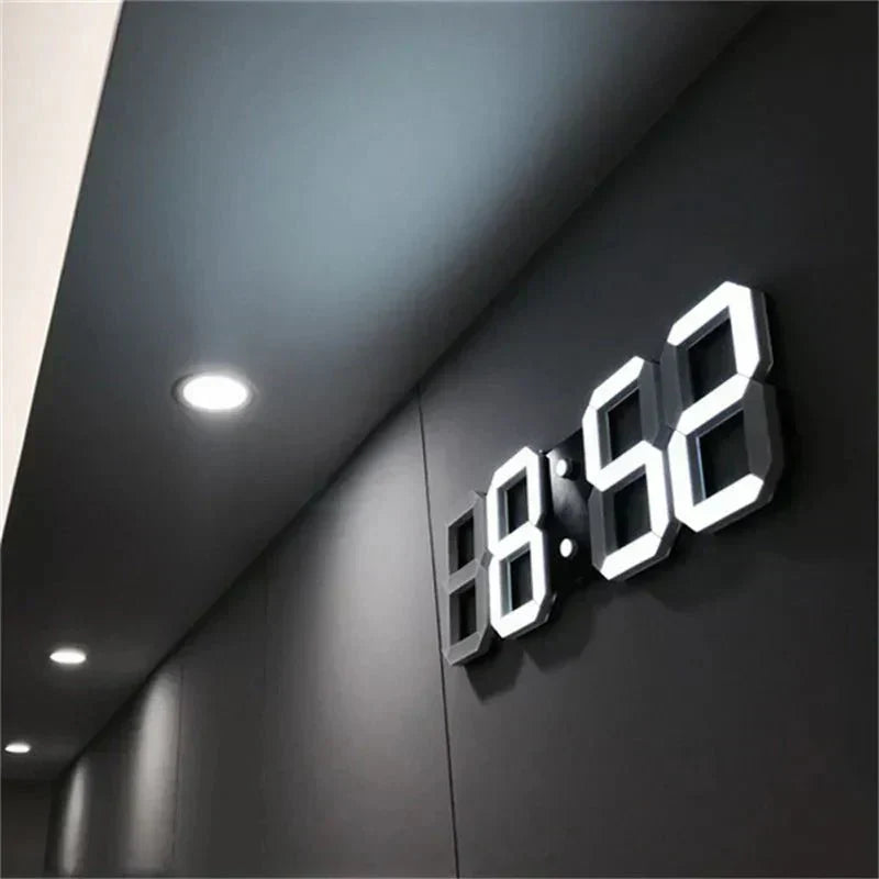 Olvoria | Digital 3D LED Wall Clock – Modern Design with Dimming Function and Optimal Visibility
