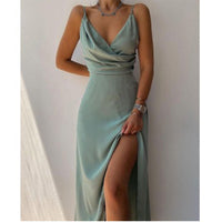 Olvoria Vestido formal elegante de fiesta con escote en V y tirantes finos