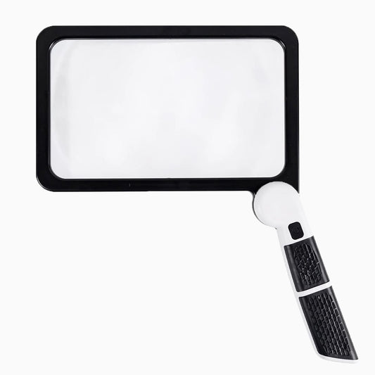 Olvoria | Full-Sized Handheld Magnifier – 5X Magnification, LED Illuminated Magnifier with 3 Modes, Ideal for Reading Books and for Seniors