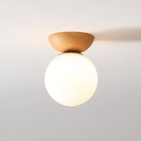 Olvoria | Plafonnier Globe en Verre | Design Grain de Bois