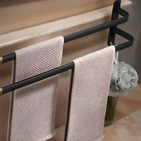 Olvoria | Soporte para toallas HangEase de 3 niveles – Estante de aluminio negro para pared sin taladrar
