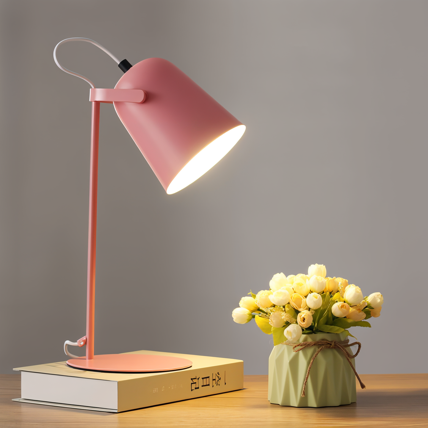 Olvoria | Macaron Table Lamp - Nordic Yellow Desk Lamp - Adjustable Lamp