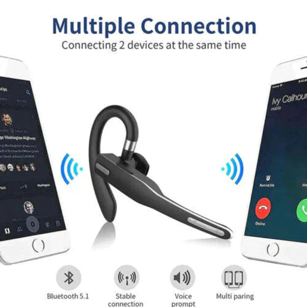 Olvoria | Men's Bluetooth 5.1 Earhook Headset with Noise Cancelling
