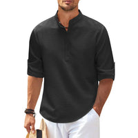 Olvoria | Camisa Casual Henley para Hombre con Cuello Mandarín