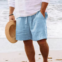 Olvoria | Shorts casuales de lino con cordón para hombre