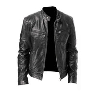 Olvoria | Chaqueta moto de cuero genuino para hombre