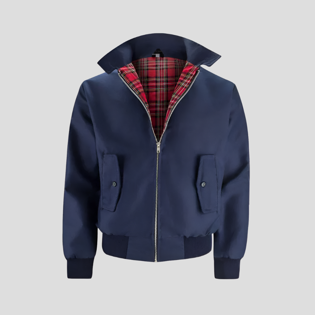 Olvoria | Men's Harrington Jacket with Tartan Lining