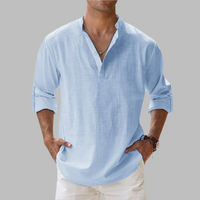 Olvoria | Camisa de verano para hombre tipo henley con cuello en V