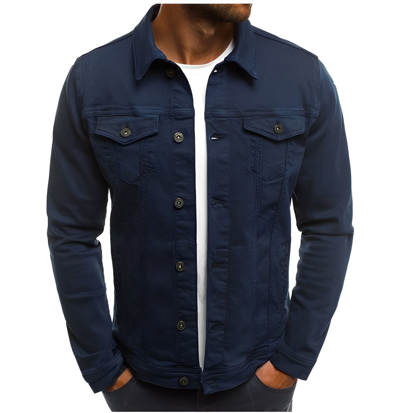 Olvoria | Men's Lightweight Denim Jacket with Chest Pockets