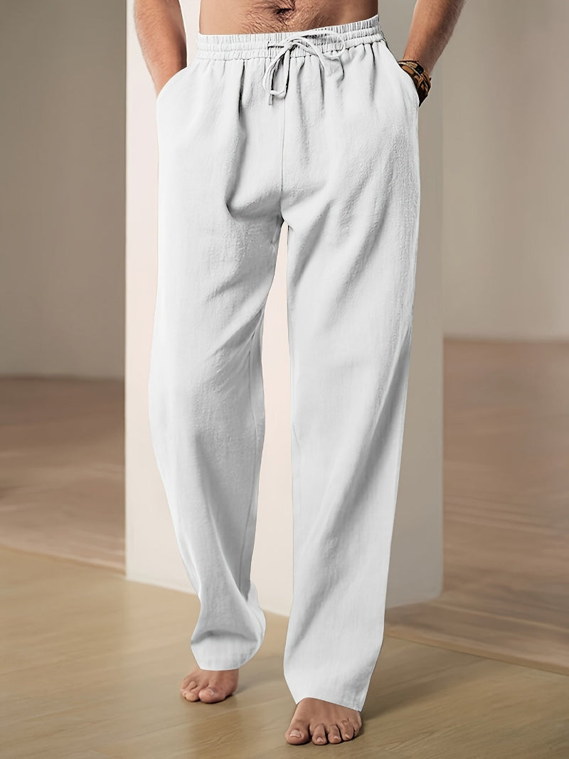 Olvoria | Men's Linen Blend Drawstring Pants