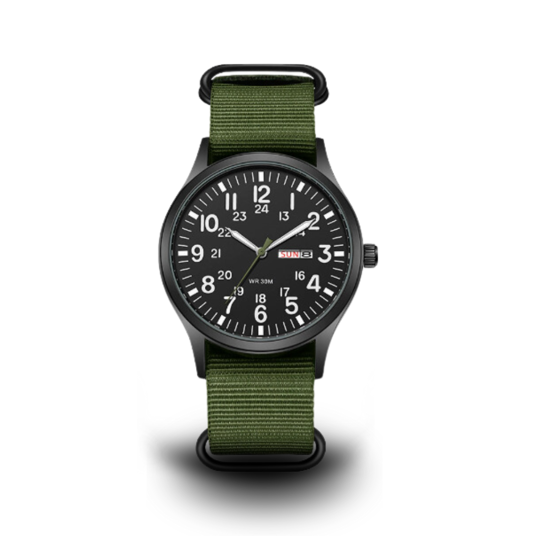 Olvoria | Men's Robust Outdoor Watch – Waterproof Military Style in Stainless Steel