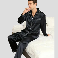 Olvoria | Conjunto de pijama de satén para hombre con ribetes