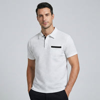 Olvoria | Polo texturizado para hombre con bolsillo en contraste