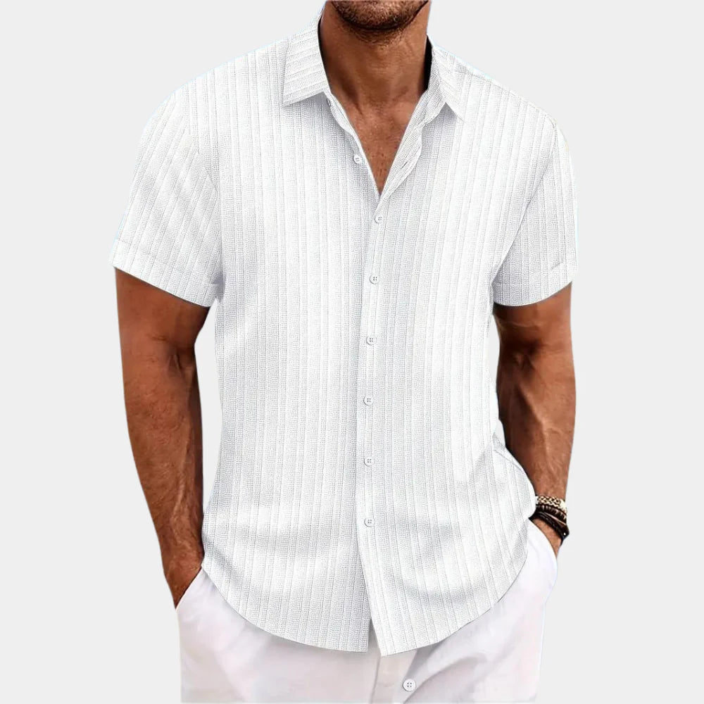 Olvoria | Men's Textured Short Sleeve Button-Up Shirt