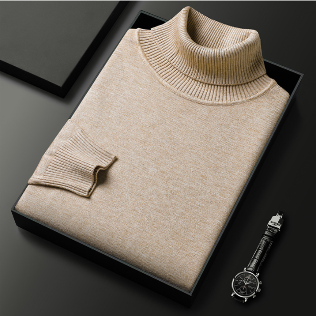 Olvoria | Men's Turtleneck Sweater Ribbed Collar