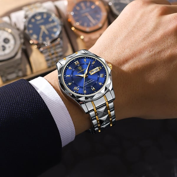 Olvoria Model 615 | Luxury Men's Watch | Japanese MIYOTA Quartz Movement | 316L Stainless Steel Case | Hardlex Crystal Glass | 3 ATM Waterproof | Luminous Indices & Date