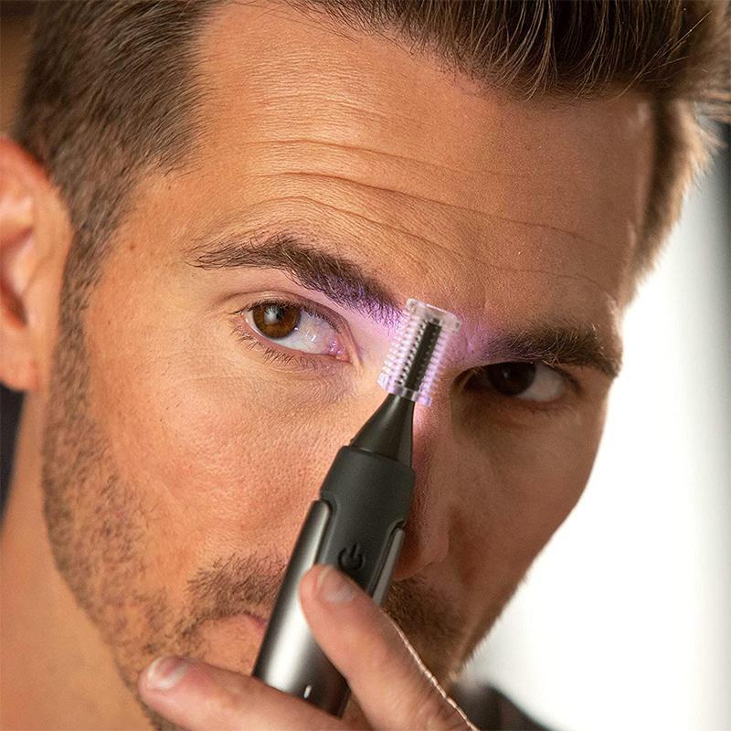 Olvoria | Professional Ultra-Thin Precision Trimmer | Titanium Stainless Steel Blades | Integrated LED Light | Micro-Oscillation Technology | For Nose, Ears & Contours