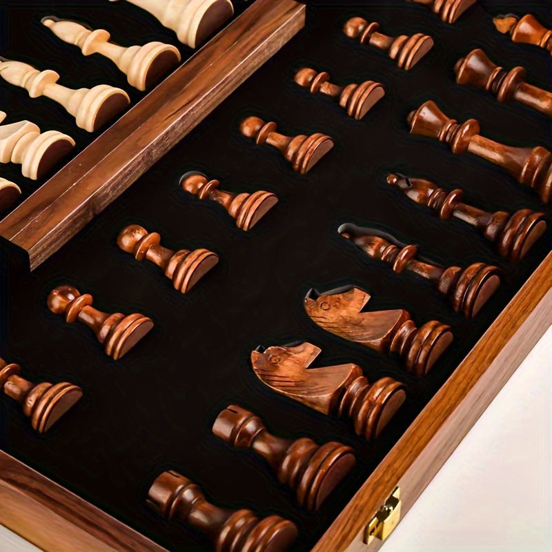 Olvoria | RoyalWood Luxury Chess Set – Solid Wood Chessboard with Finely Detailed Pieces