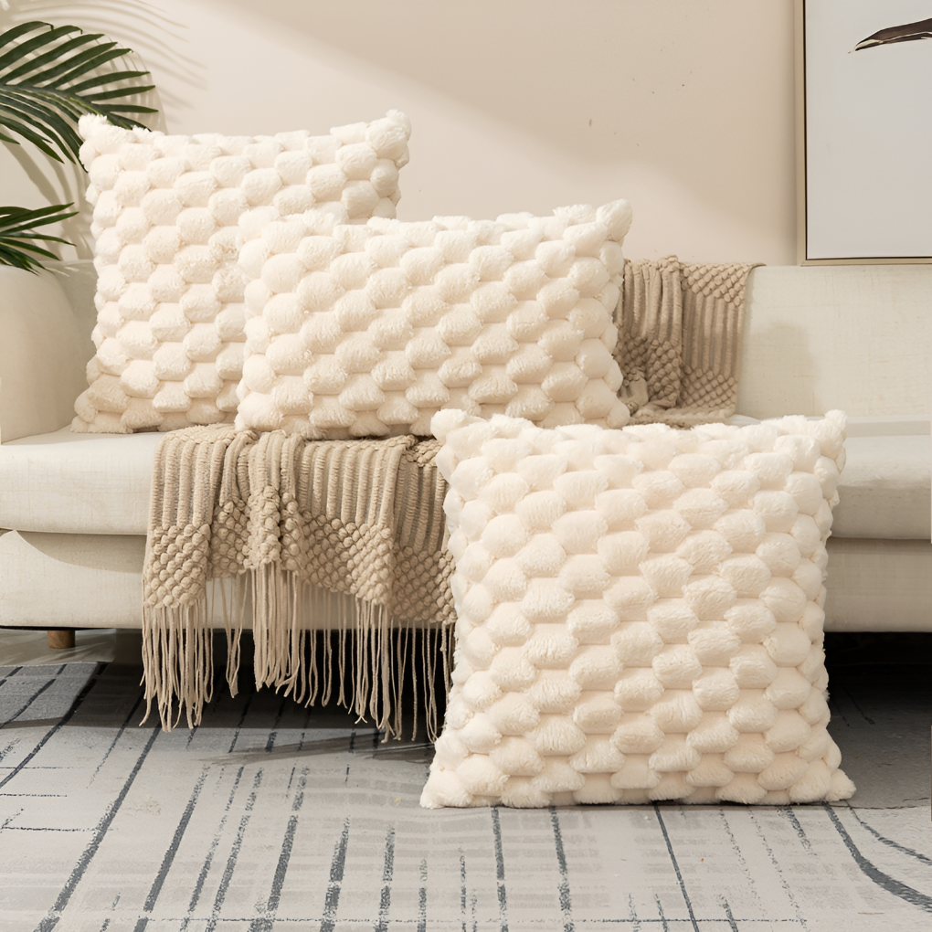 Olvoria | Textured Throw Pillow with Fuzzy Pattern