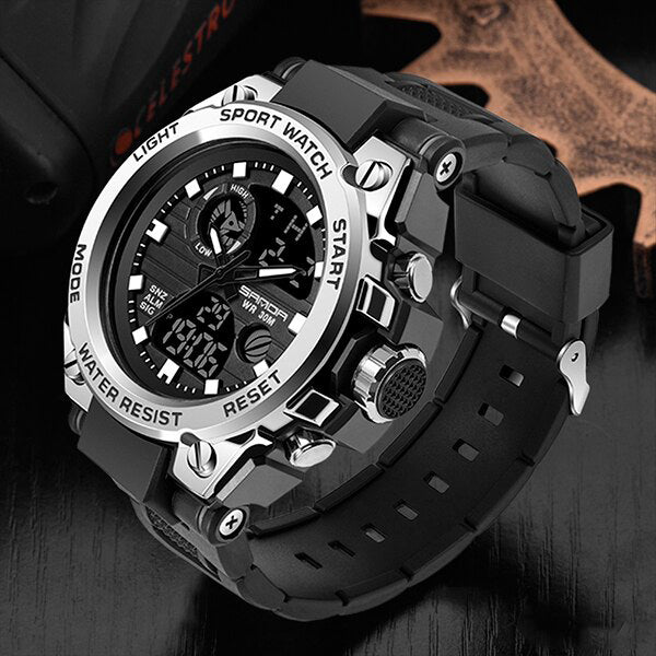 Olvoria | TitanGuard Military Men's Watch – Rugged Multifunctional Analog & Digital Timepiece