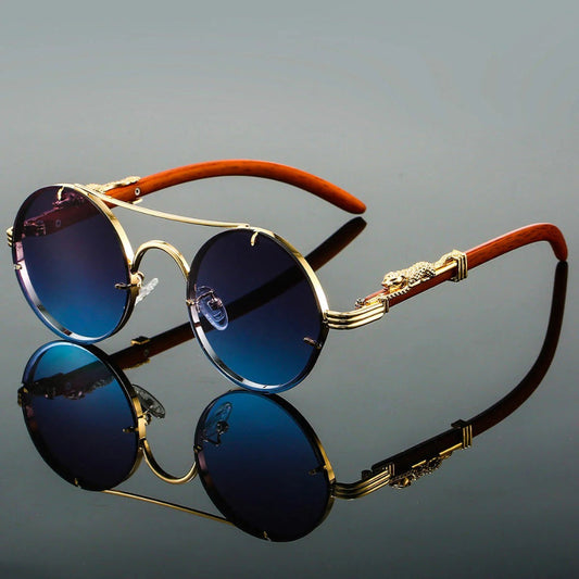 Olvoria | Unisex Round Double Bridge Sunglasses with Double Bridge Detail