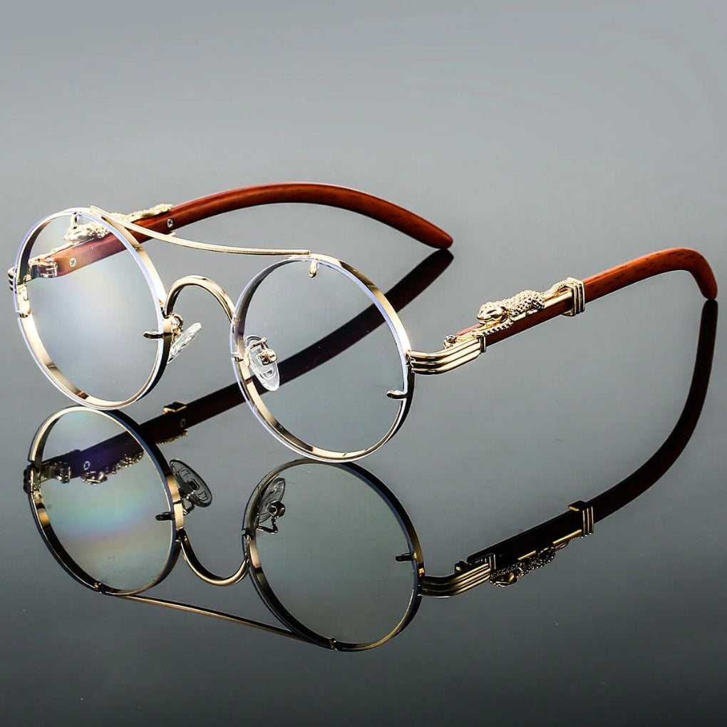 Olvoria | Unisex Round Sunglasses with Double Bridge and Vintage Detail