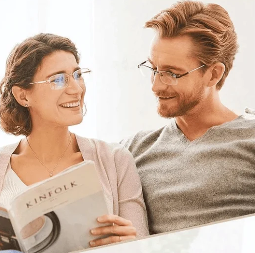 Olvoria | Viselio Intelligent Reading Glasses with Progressive Lenses | Ultra-Light & Blue Light Filter | For Near & Distant Vision | Titanium Frame TR90