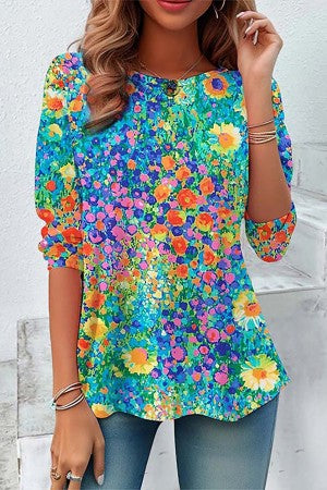 Olvoria | Women's 3/4 Sleeve Printed Top