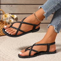 Olvoria | Sandalias planas para mujer con tiras trenzadas