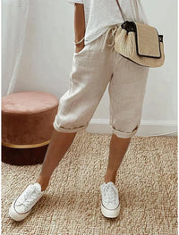 Olvoria | Pantalones cortos de lino para mujer con cintura ajustable