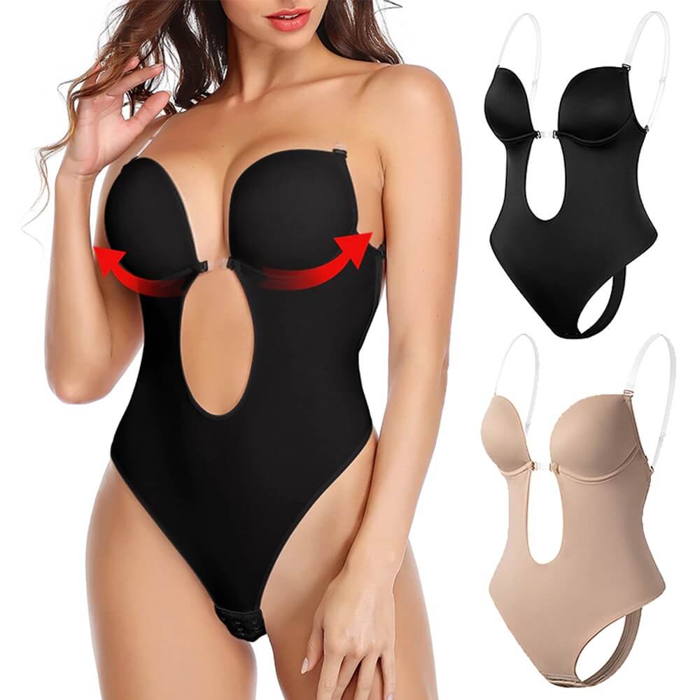 Olvoria | Women's Deep V Backless Bodysuit